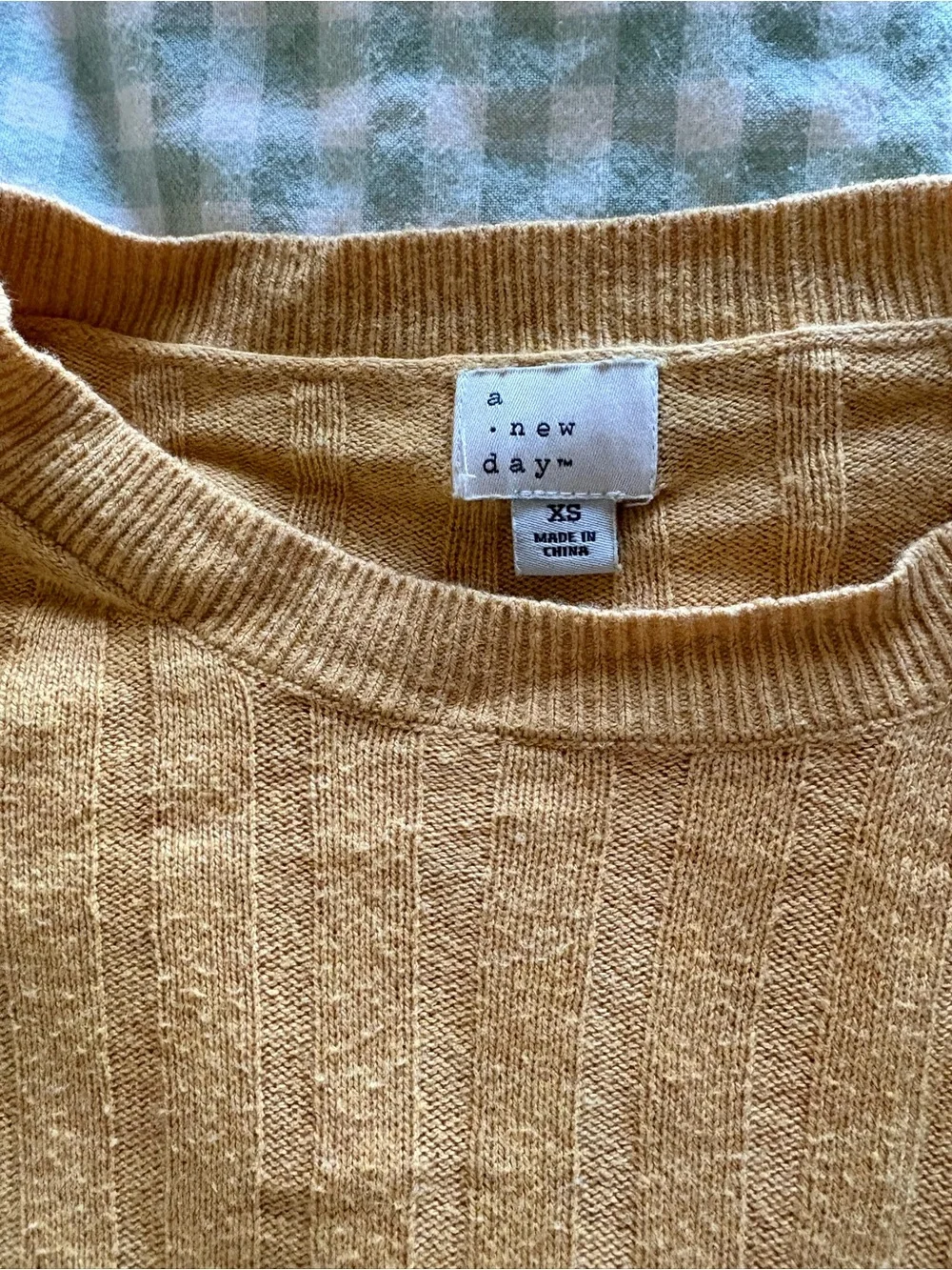 a new day Ribbed Crewneck Sweater in Mustard